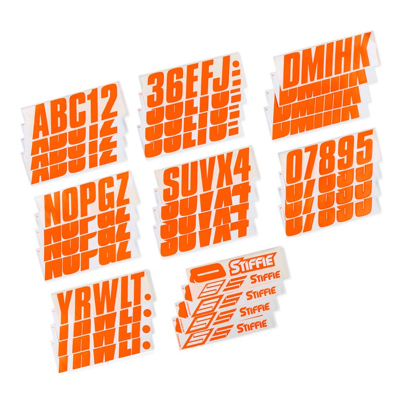 Stiffie Shift 3" ID Kit Alpha-Numeric Registration Identification Numbers Stickers Decals for Boats & Personal Watercraft (Electric Orange) - Image 4